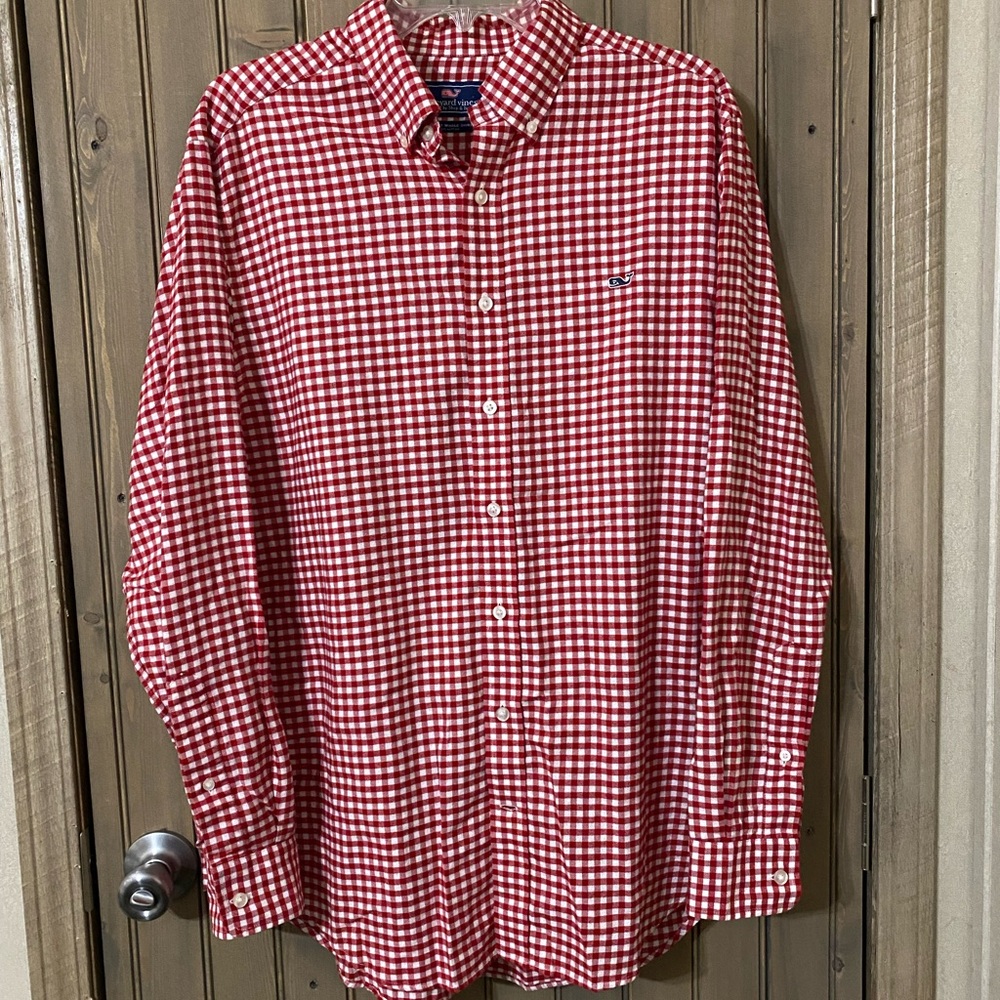 Vineyard Vines Button Down Slim Fit Whale Casual Plaid Long Sleeve Mens